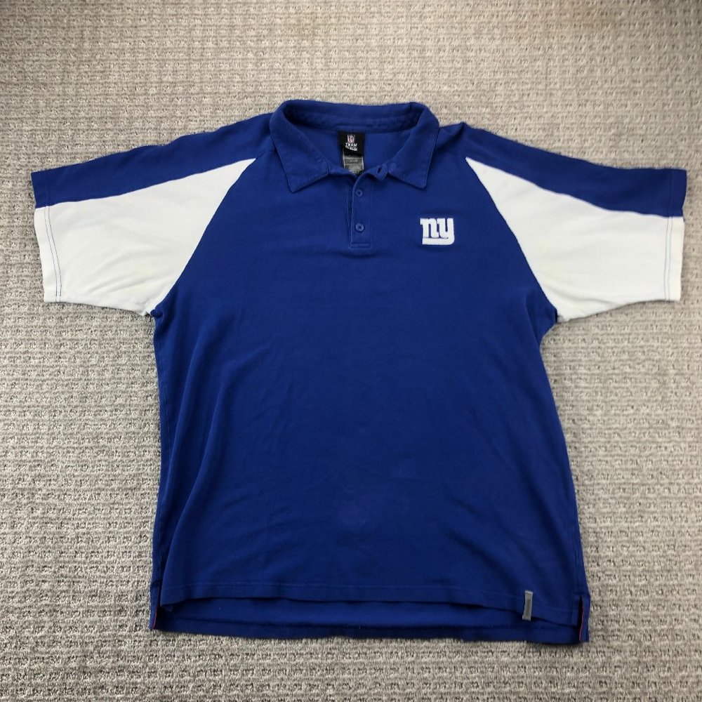 Reebok NY Giants Polo Shirt Men XL Blue White NFL Football Embroidered Logo Golf